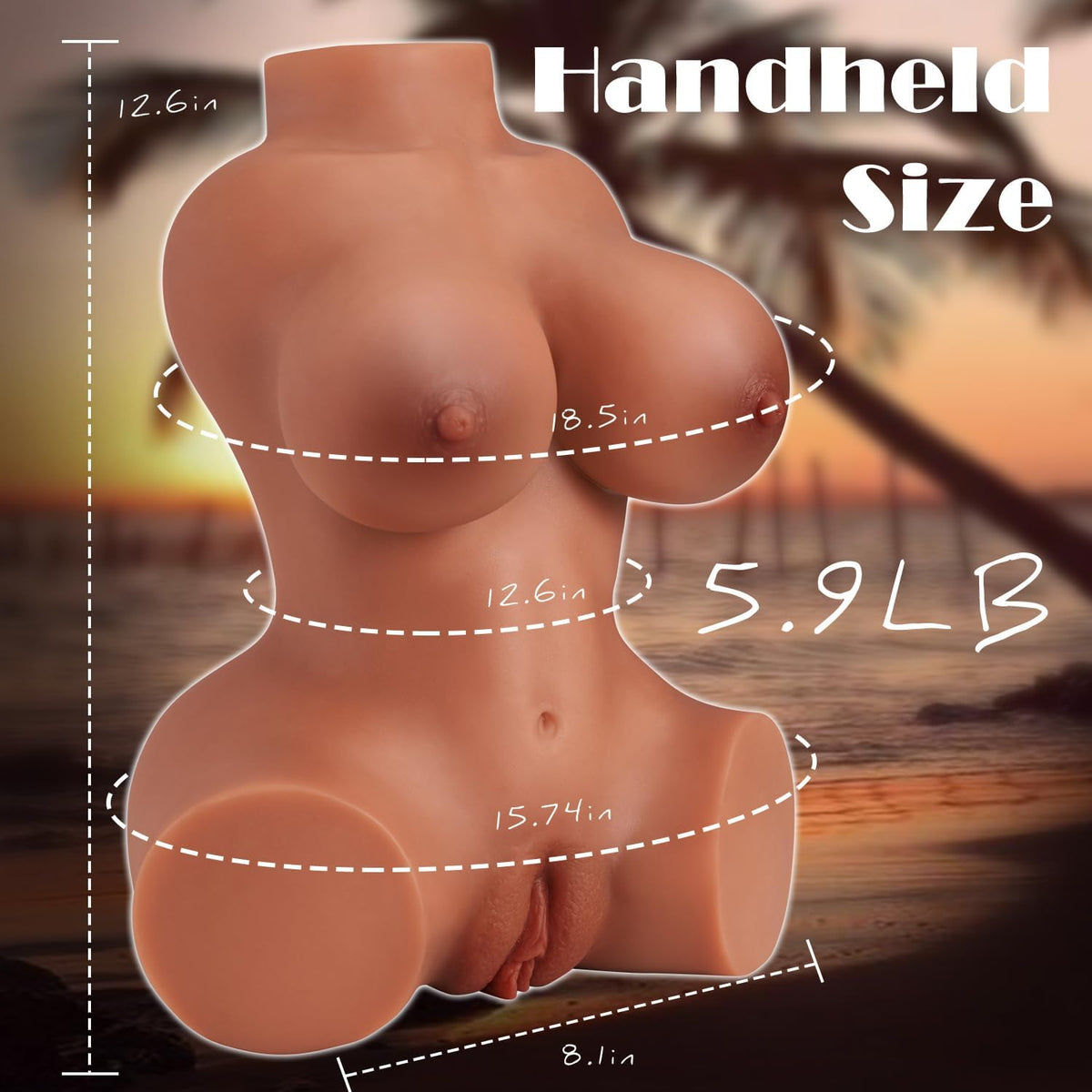 Goyha Masturbador de muñeca sexual de piel marrón con grandes tetas...