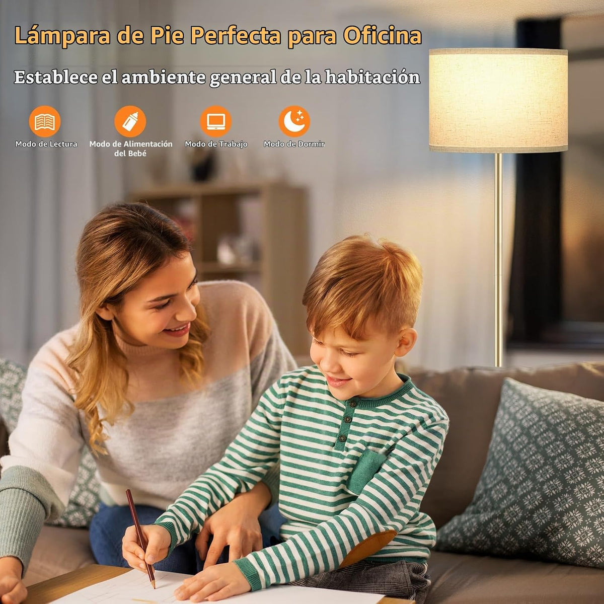 Ambimall - Lámpara de pie moderna con control remoto, lámparas alta...