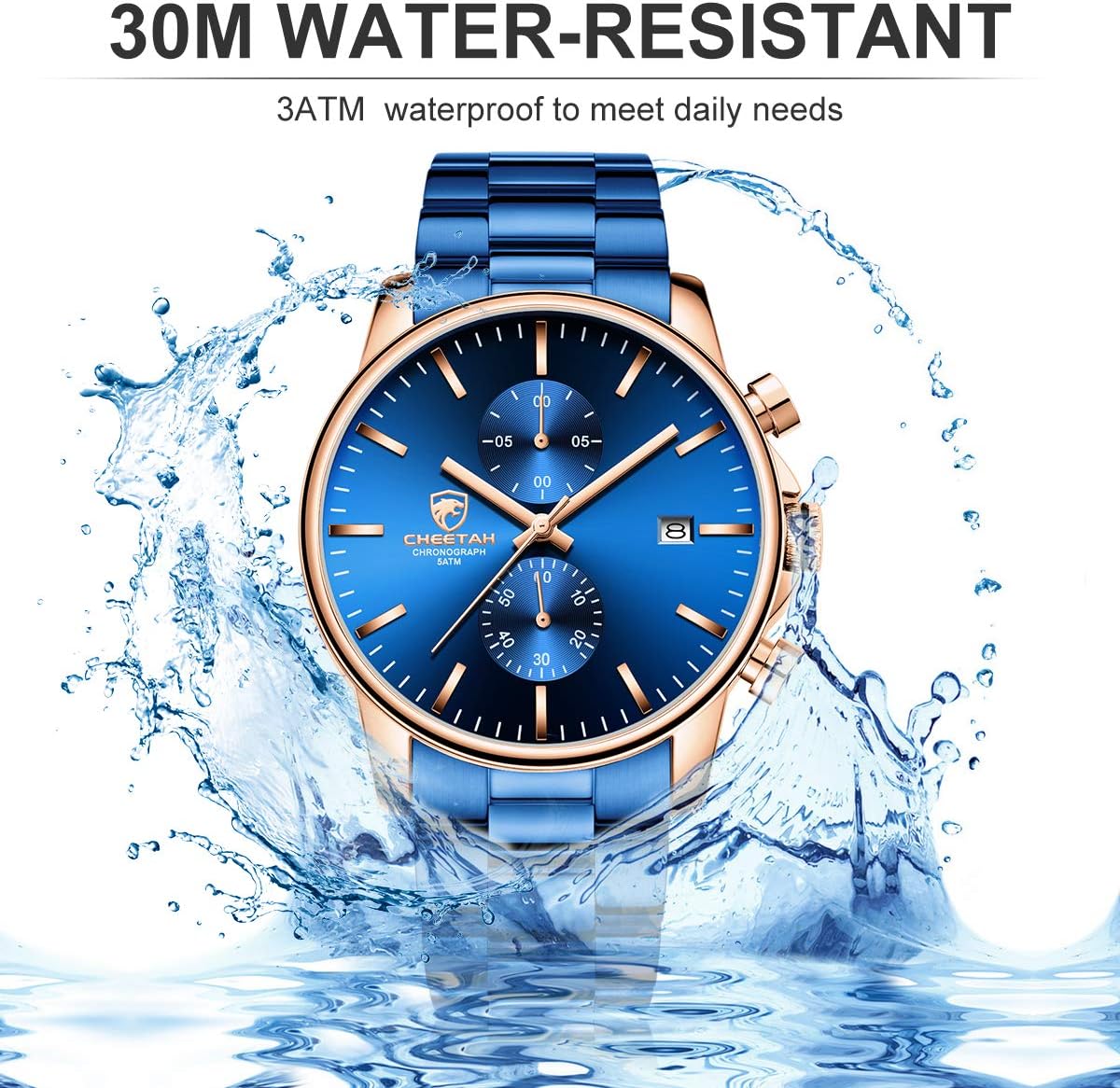 GOLDEN HOUR Fashion Business - Relojes para hombre con cronógrafo,...