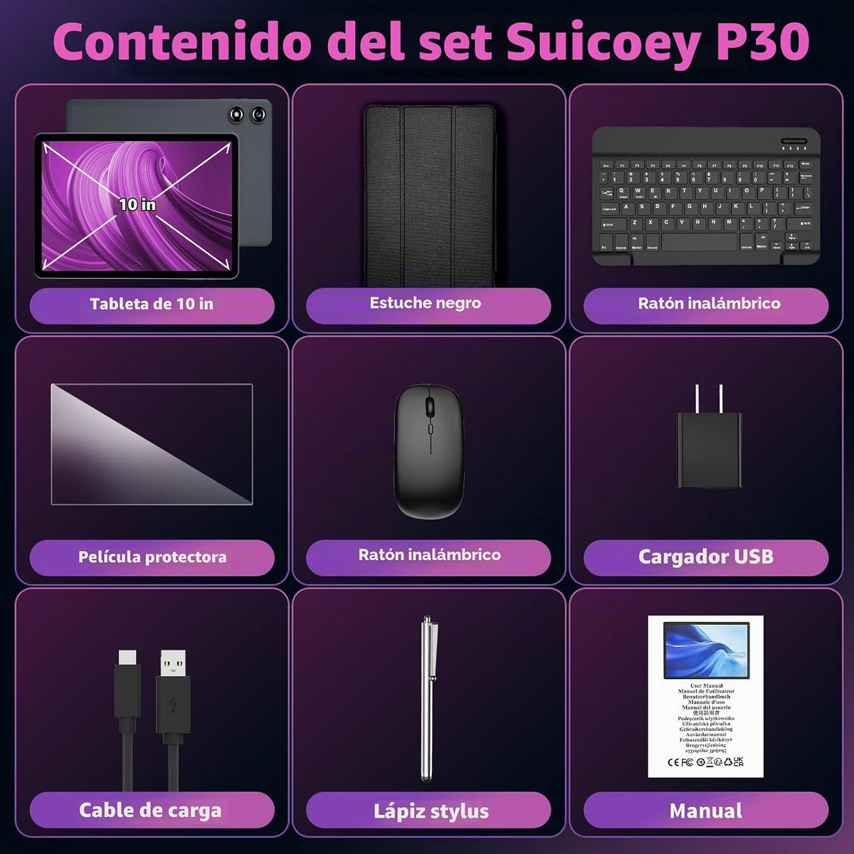 2026 Android 16 Tablet con teclado - Tableta electrónica de 10 pulg...