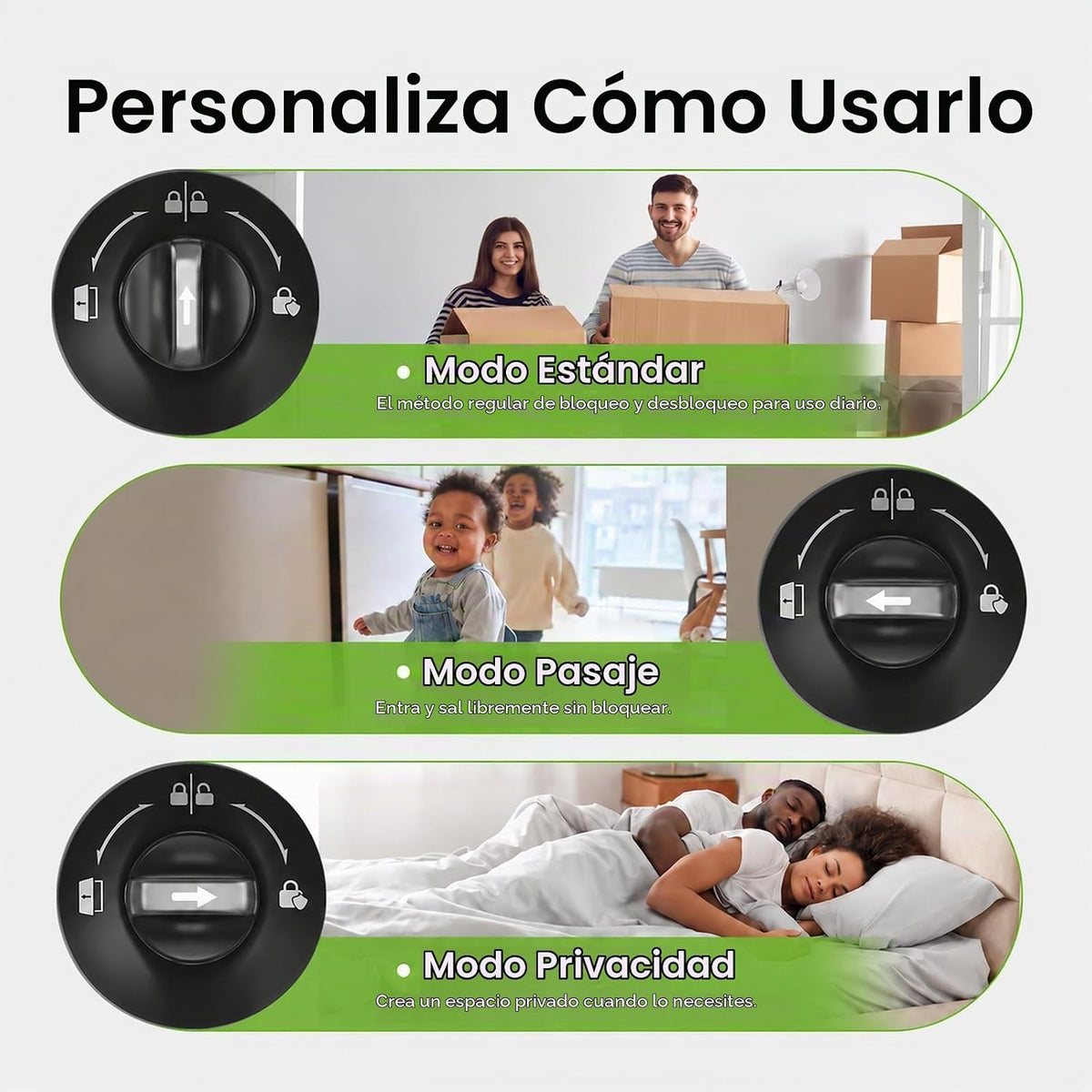 GHome Smart Cerradura de perilla de puerta con huella digital, tecl...
