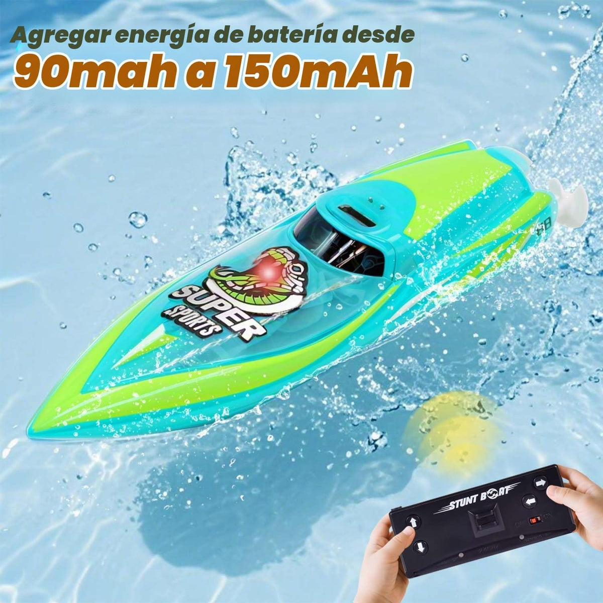LAFALA Mini RC Boat 2.4GHz con luz LED de giro de 360°, carga USB,...