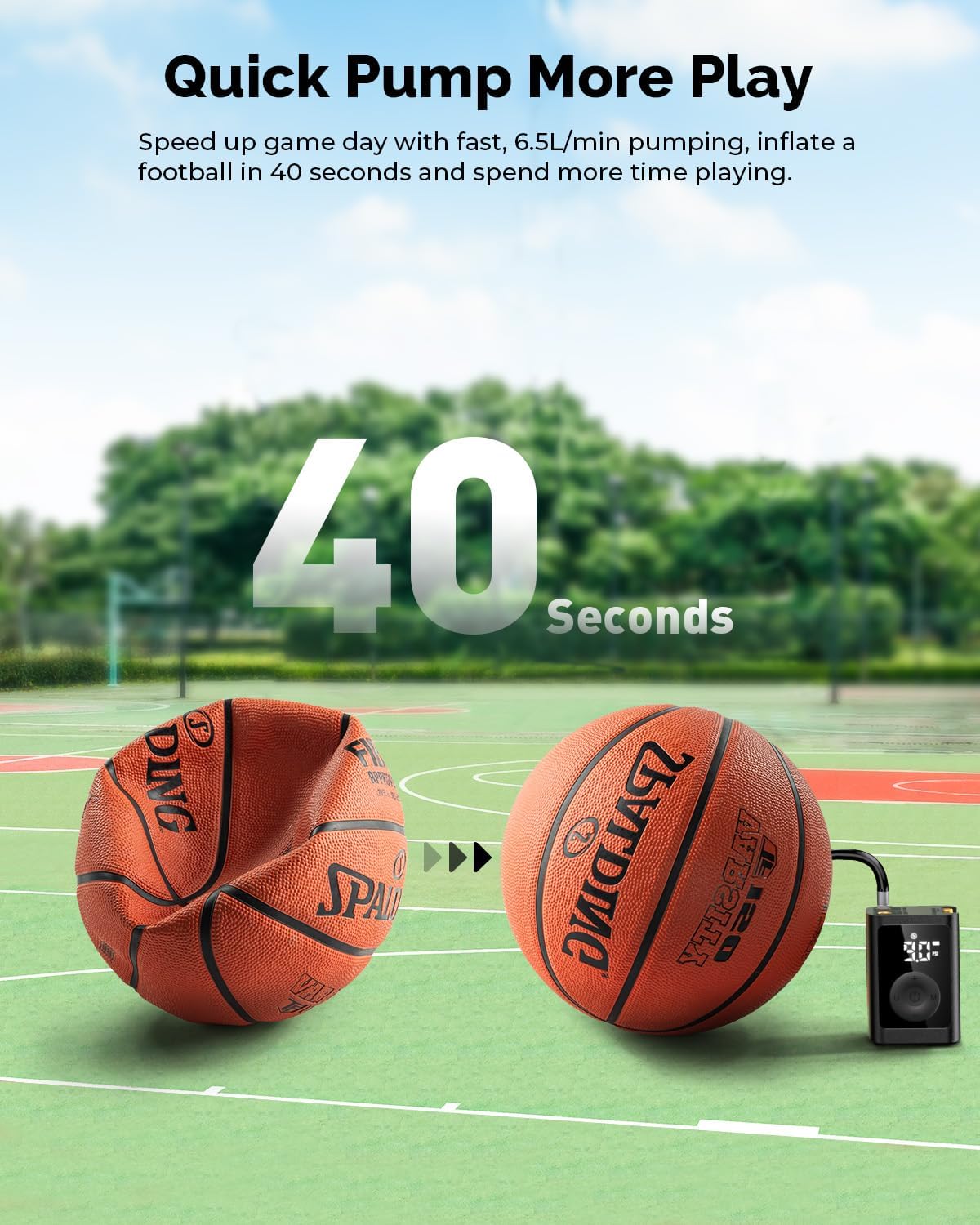 ETENWOLF Bomba de bola P300 Plus, bomba de baloncesto eléctrica par...