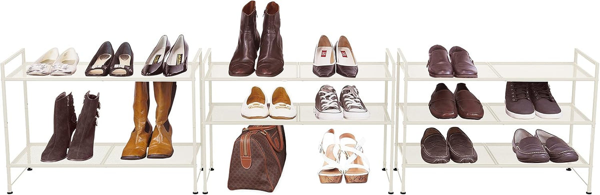 Simple Houseware Zapatero apilable de malla de 3 niveles, color bla...
