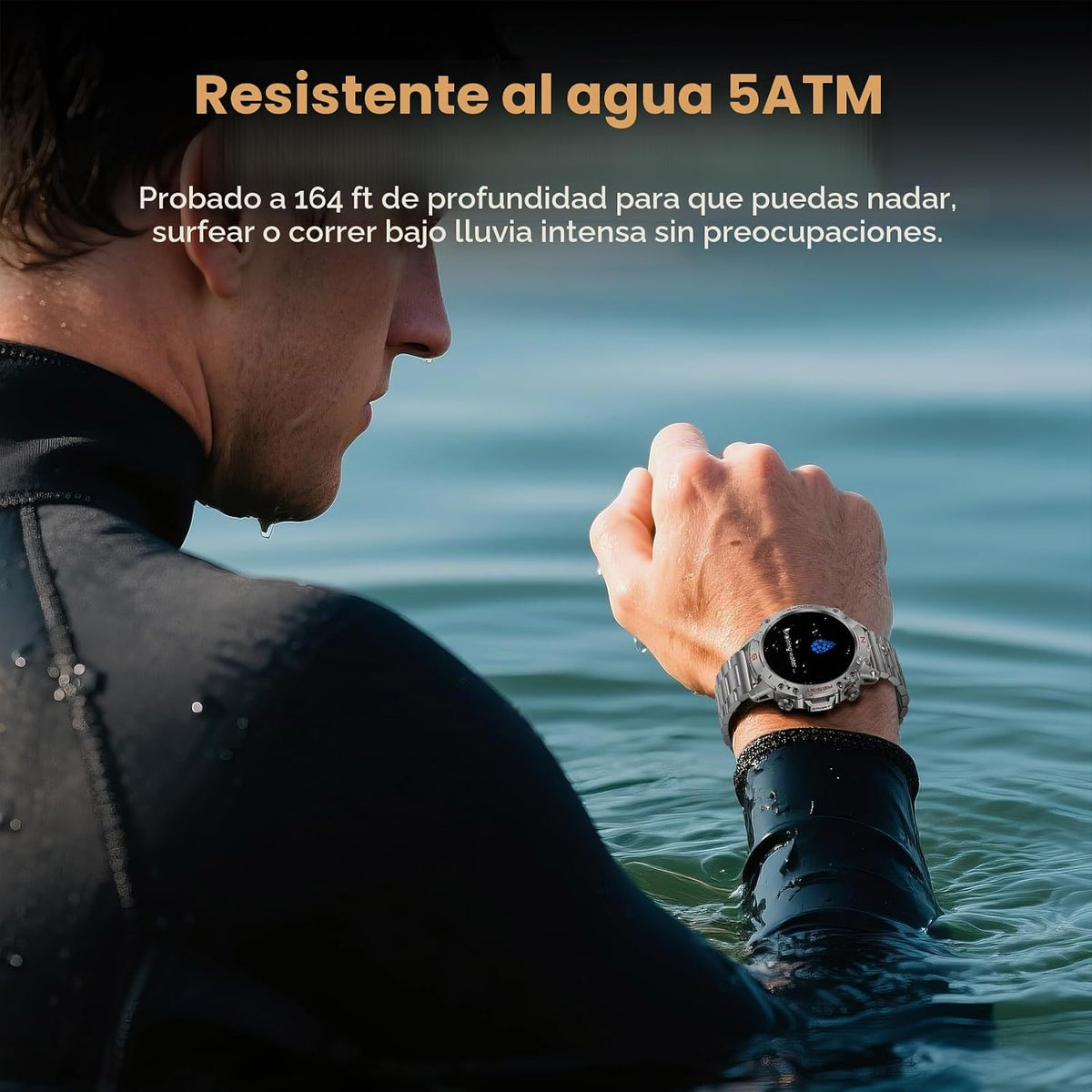 Reloj inteligente plateado para hombre, 1,43" AMOLED, resistente al...