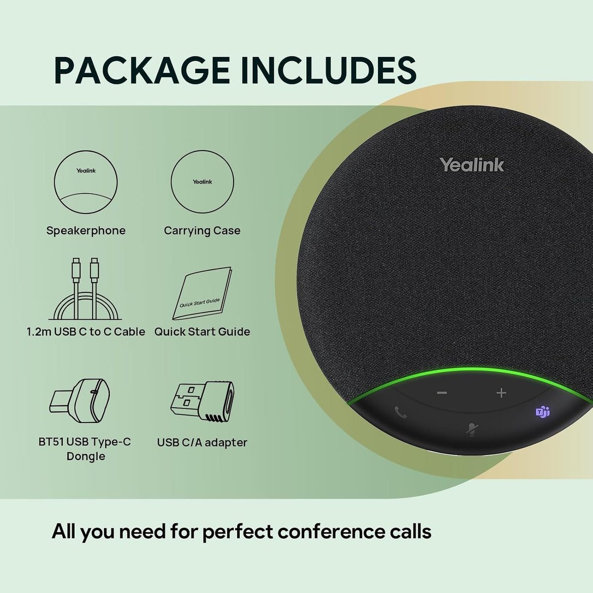 Yealink Altavoz de conferencia Sp92 y micrófono con dongle Bluetoot...