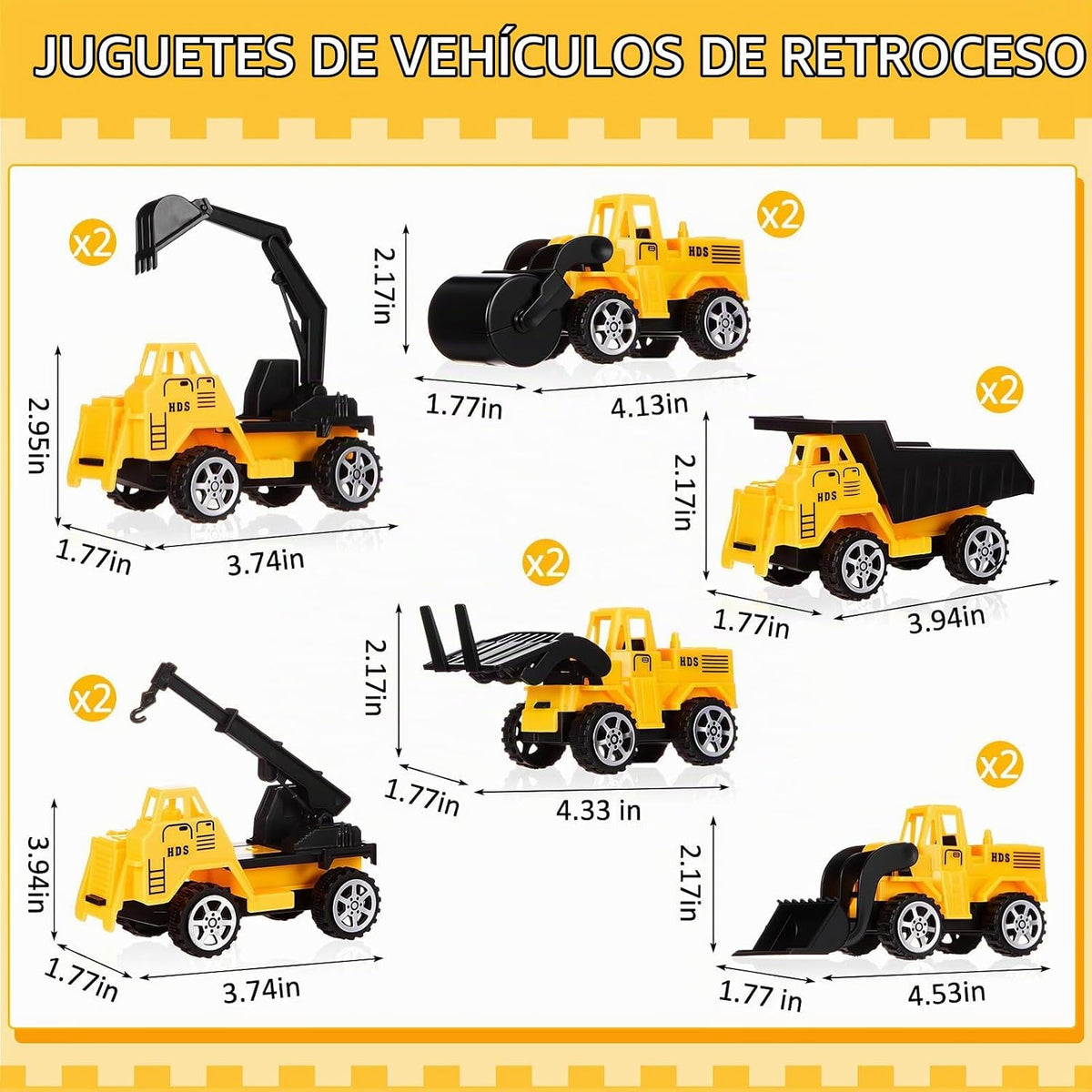 Sosation - Juego de 12 piezas de minivehículos de construcción a gr...