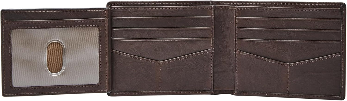 Fossil Billetera plegable de cuero para hombre con ventana de ident...