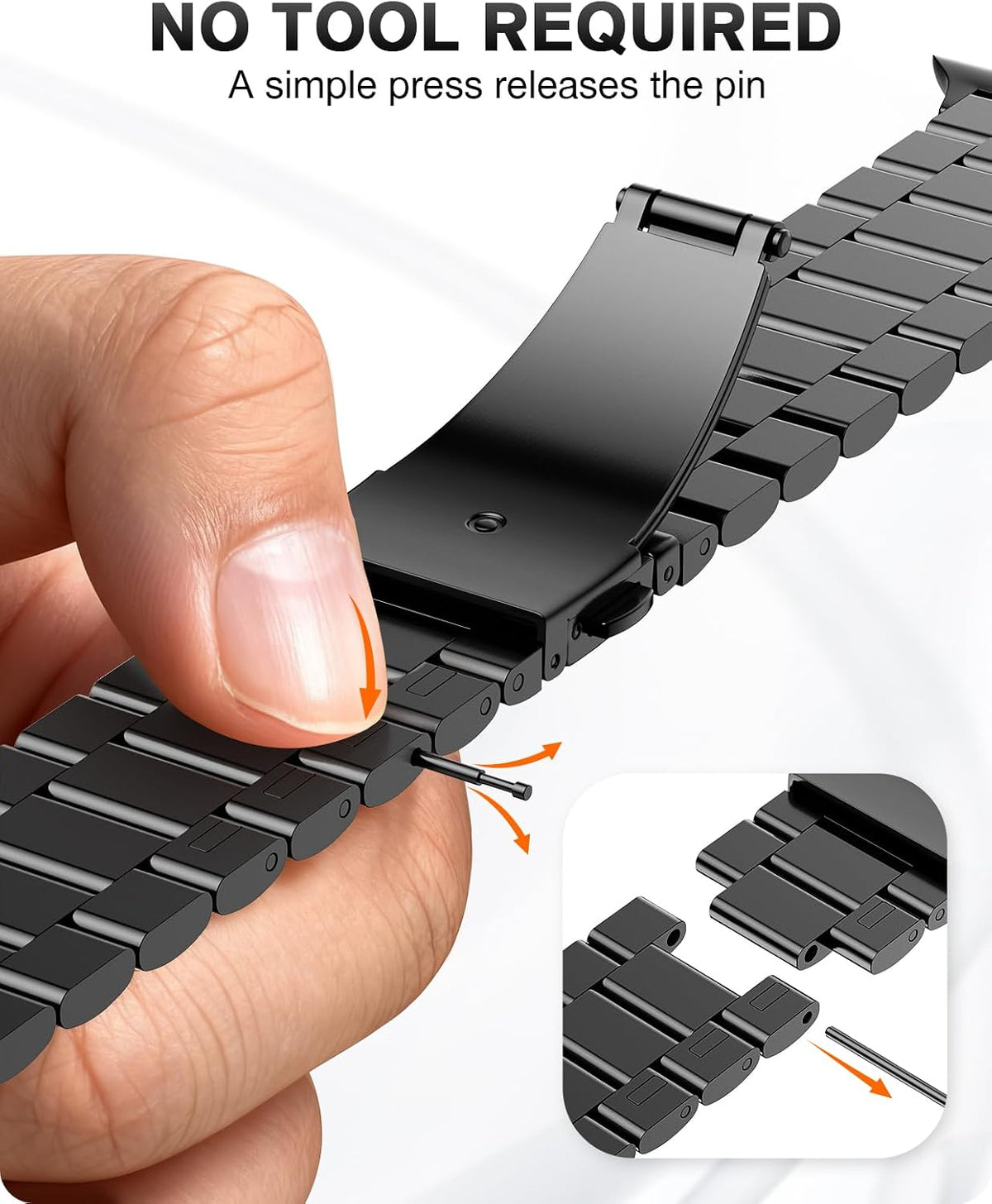 EPULY Correa de metal compatible con Apple Watch para hombres, no r...