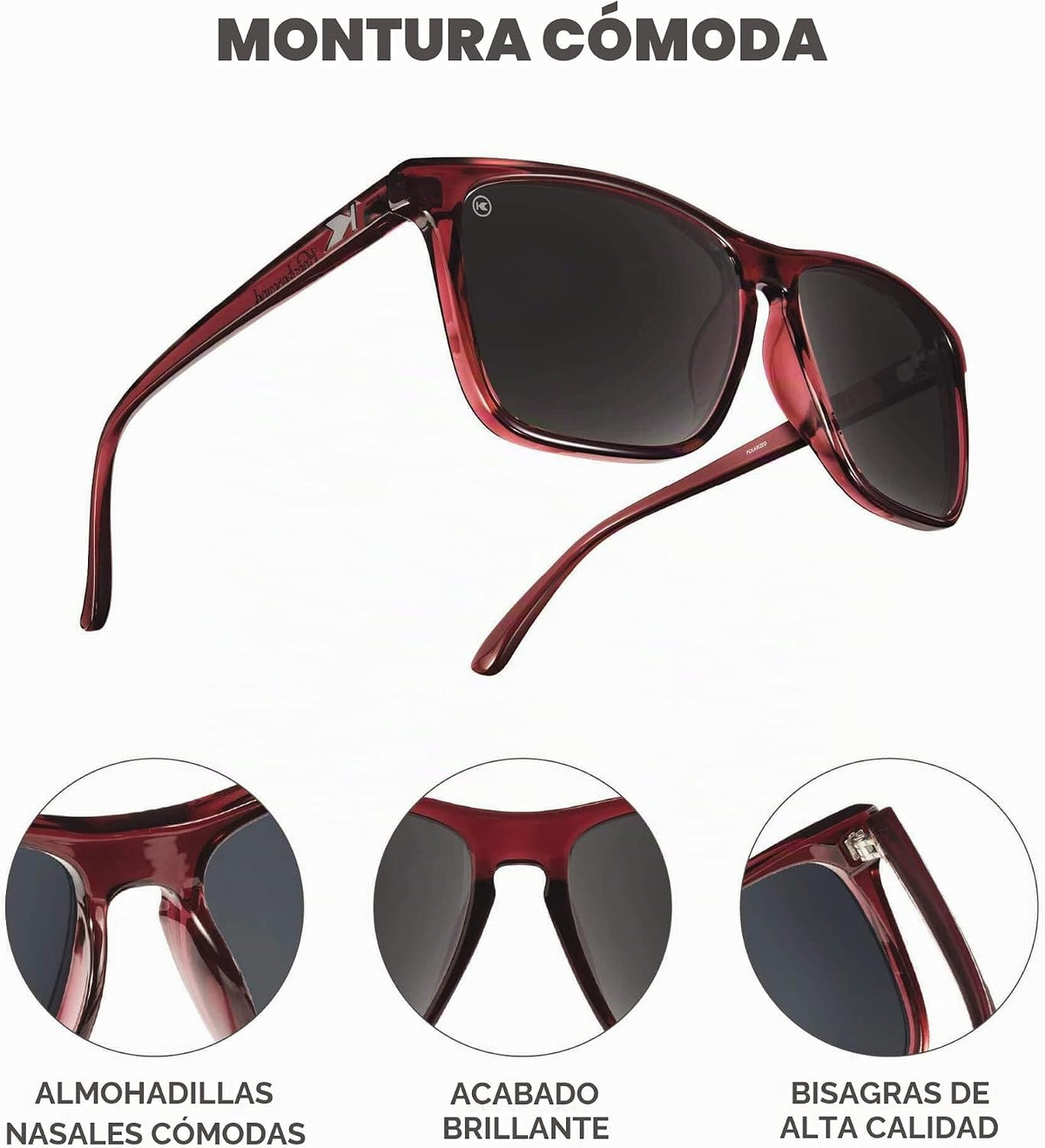 Knockaround Gafas de sol polarizadas cuadradas para hombres y mujer...