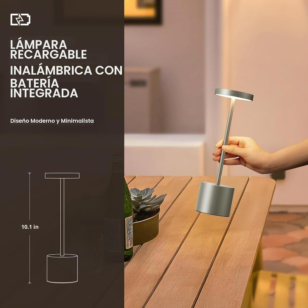 Kakanuo - Juego de 2 lámparas recargables inalámbricas en gris, con...