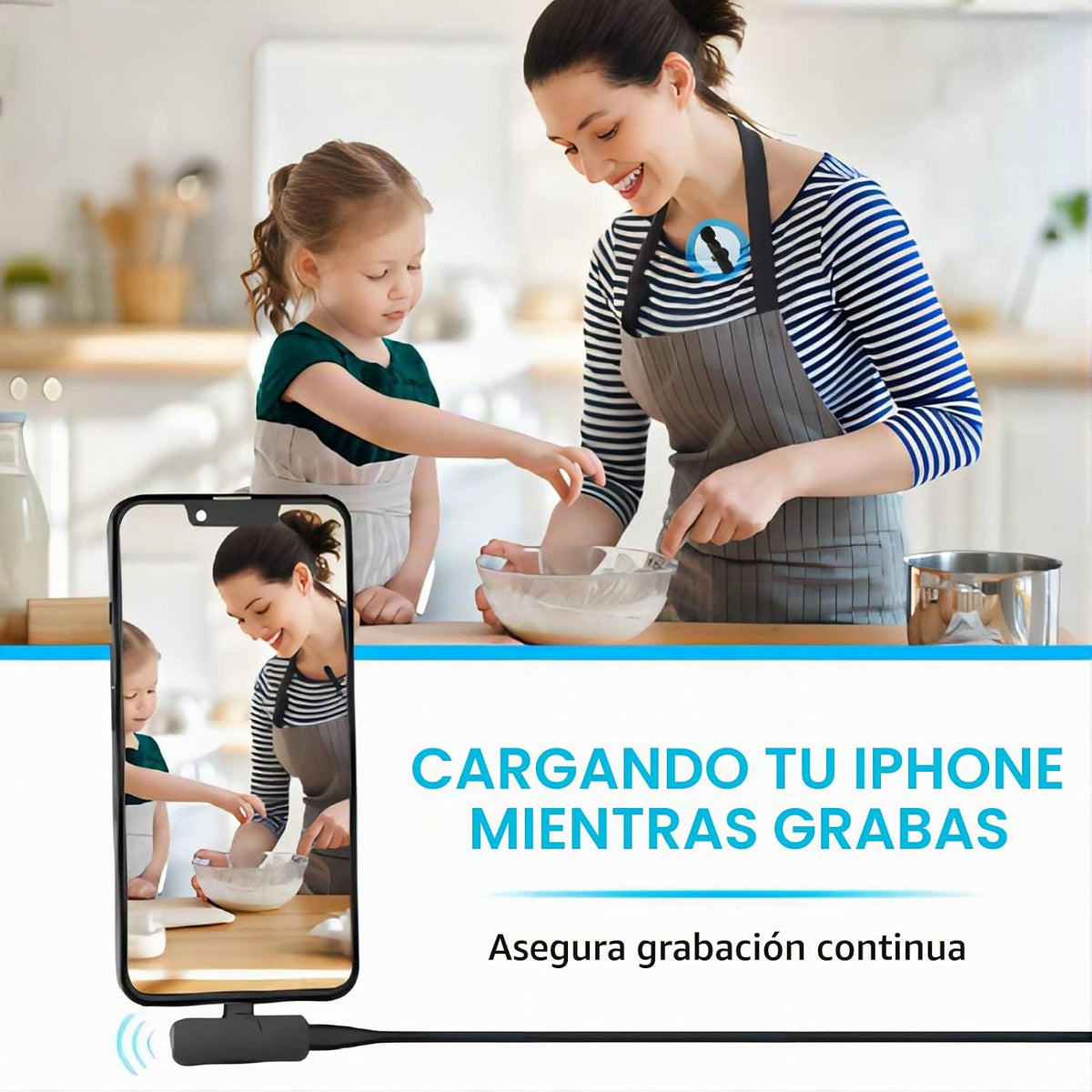 PQRQP Micrófono Lavalier Inalámbrico Dual para iPhone, iPad, Videoc...
