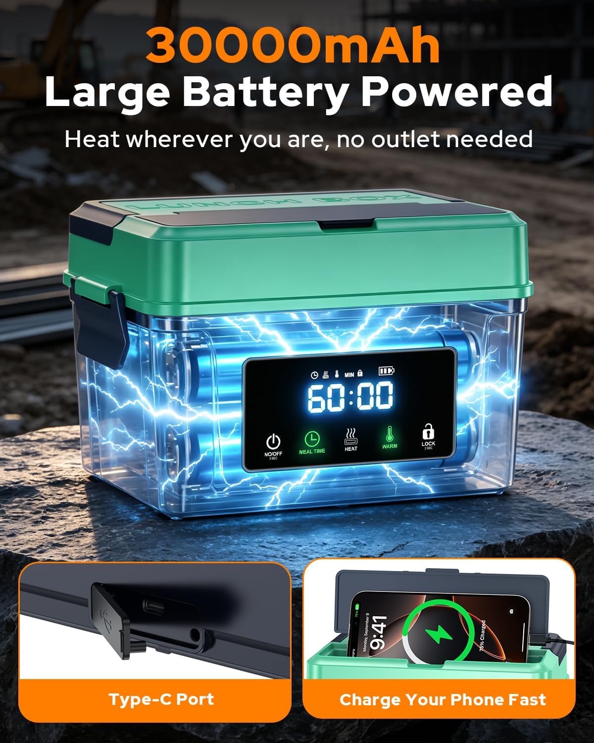 GEARGO Lonchera térmica, lonchera eléctrica, lonchera alimentada po...