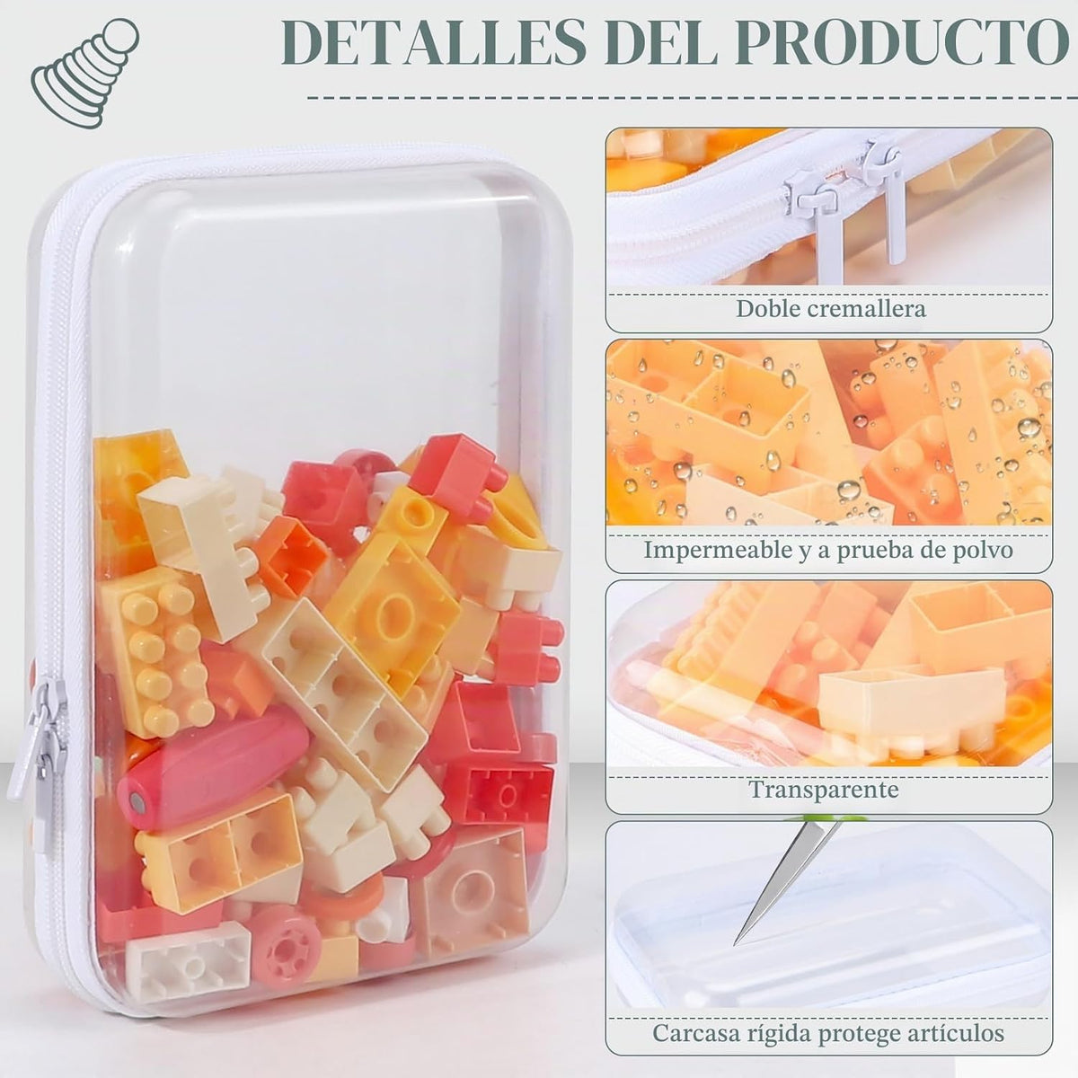 YOPCDJ Paquete de 3 fundas rígidas transparentes con cremallera, bo...