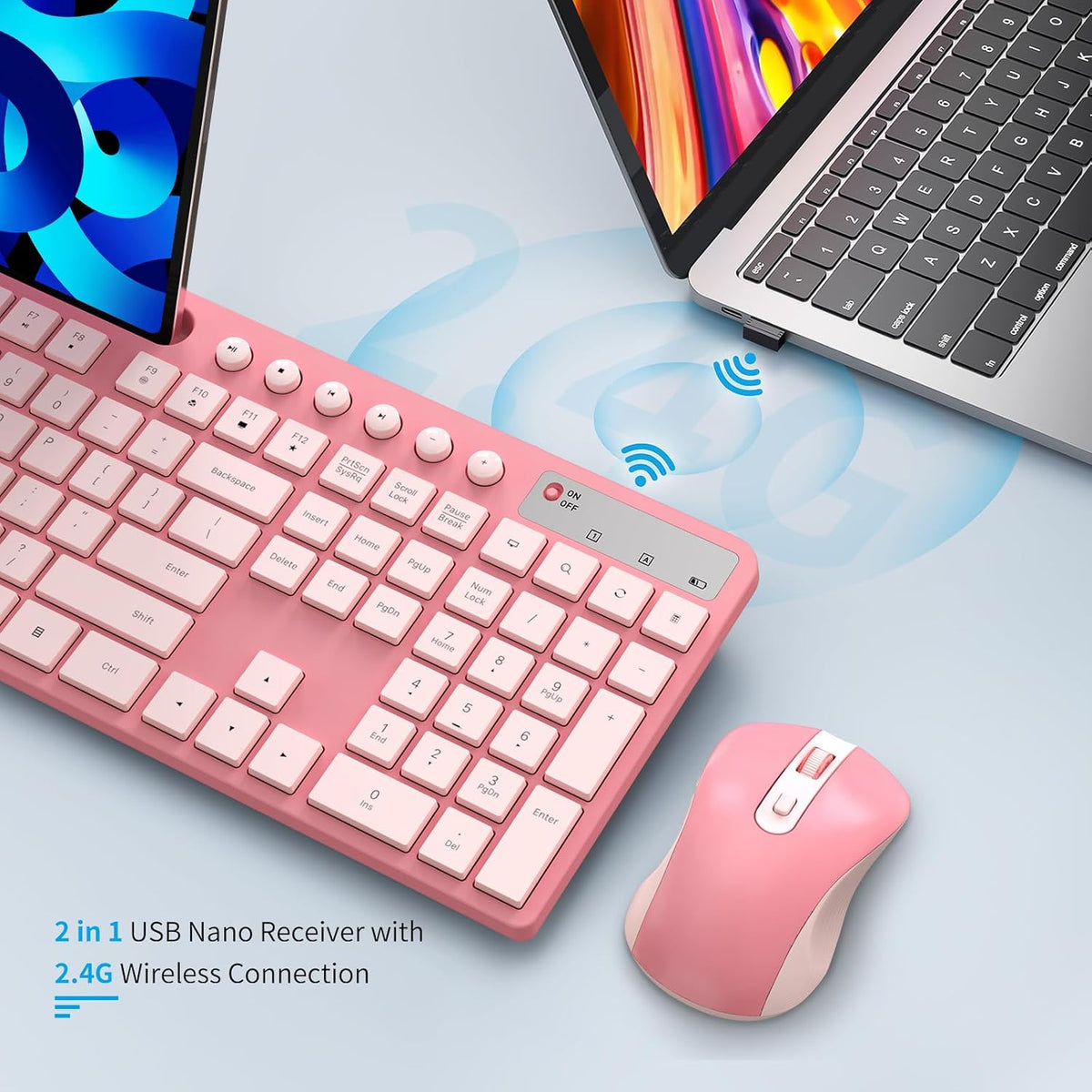 Combinación de teclado y mouse inalámbricos, teclado inalámbrico er...