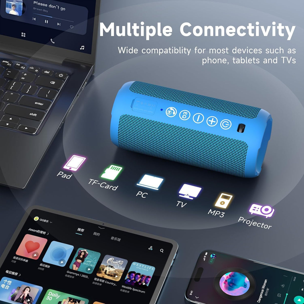 Ortizan X10 Altavoz Bluetooth Portátil, IPX7 Resistente al Agua, In...