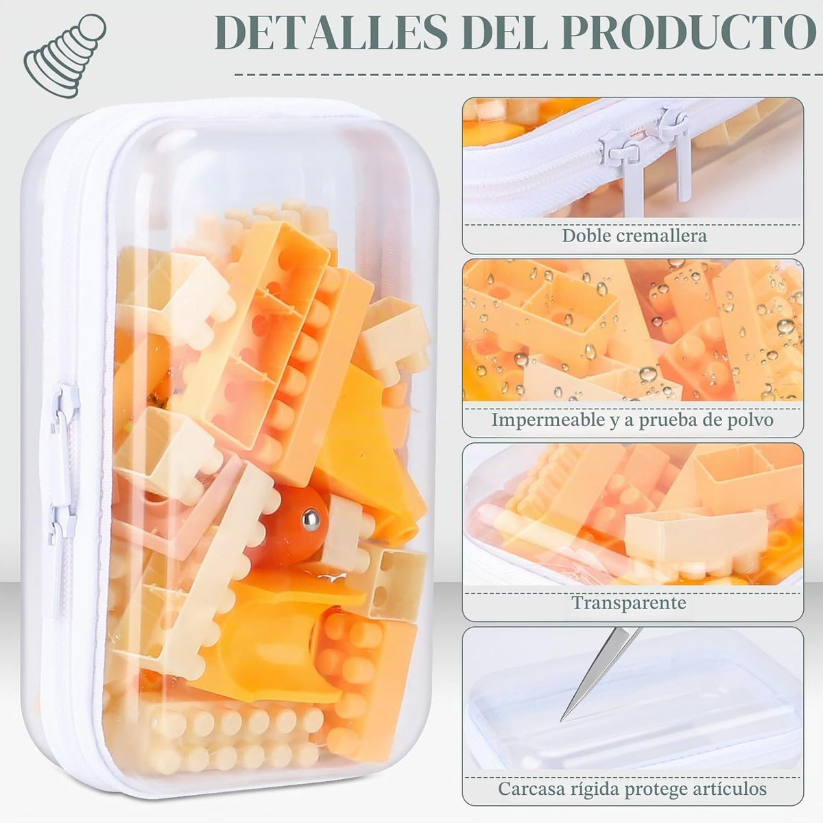 YOPCDJ Paquete de 3 fundas rígidas transparentes con cremallera, bo...