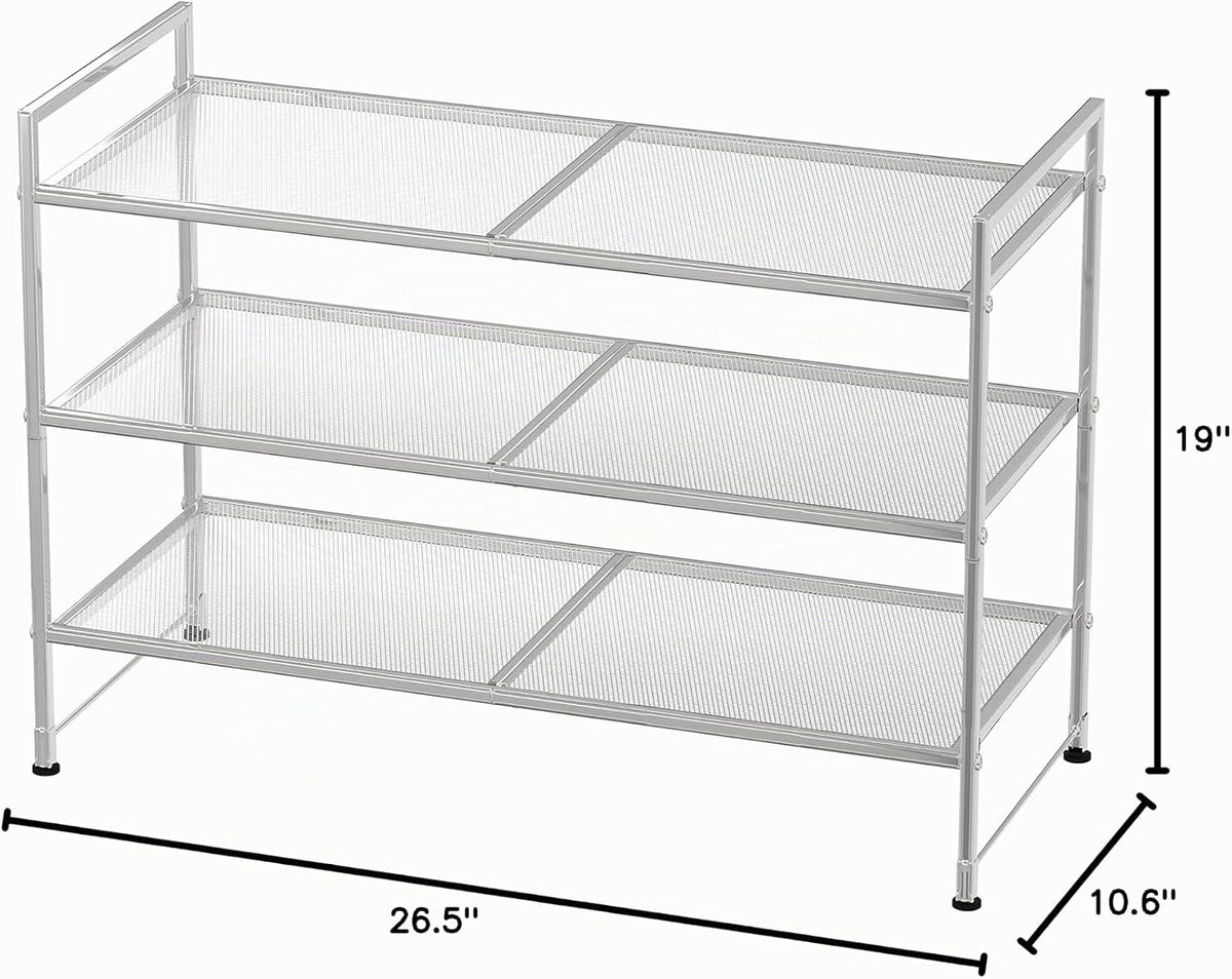 Simple Houseware Zapatero apilable de malla de 3 niveles, color pla...