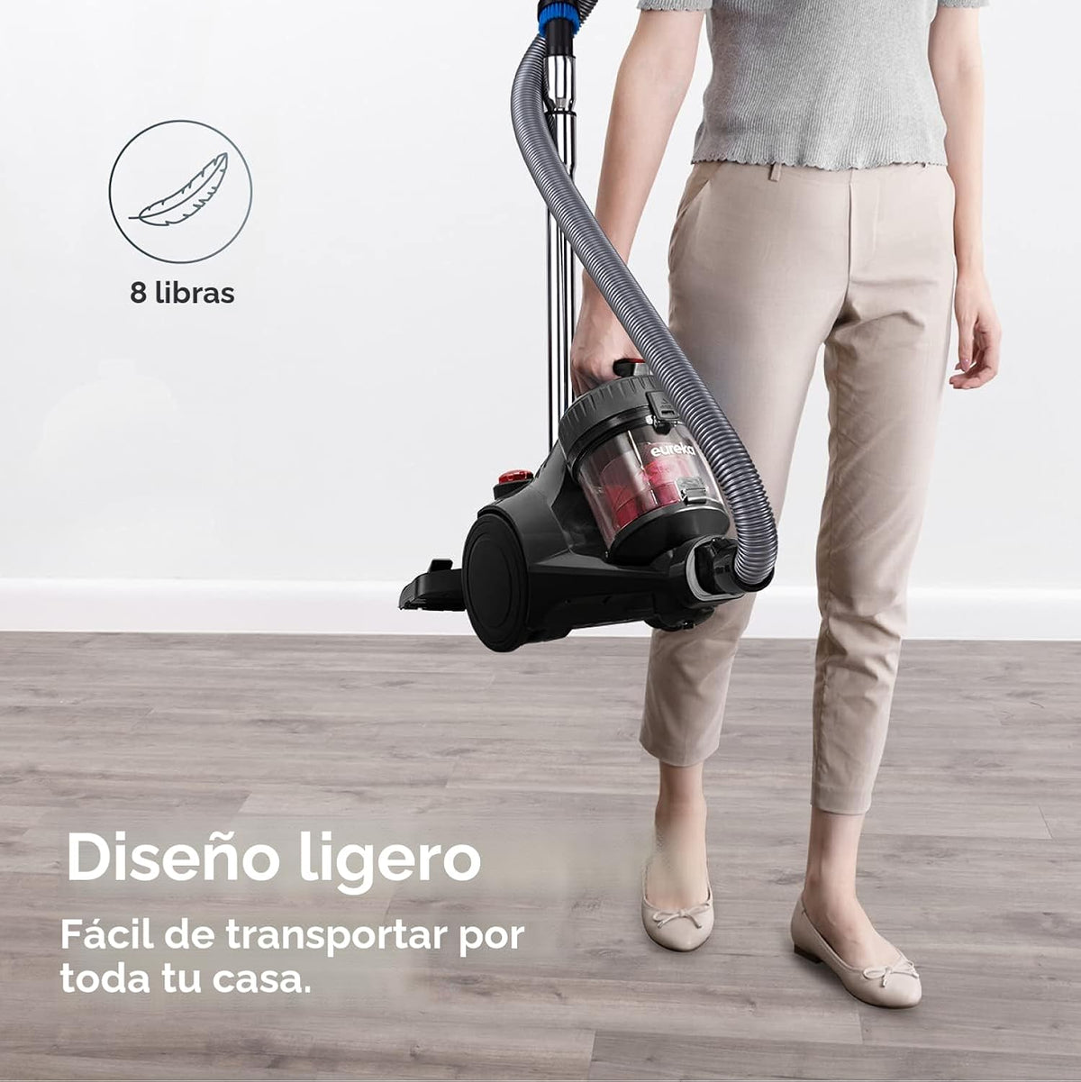 Eureka - Aspiradora sin bolsa de cilindro, aspiradora ligera para a...