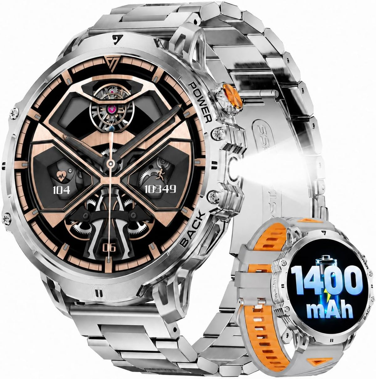 LIGE Relojes inteligentes militares para hombres (2 bandas), pantal...