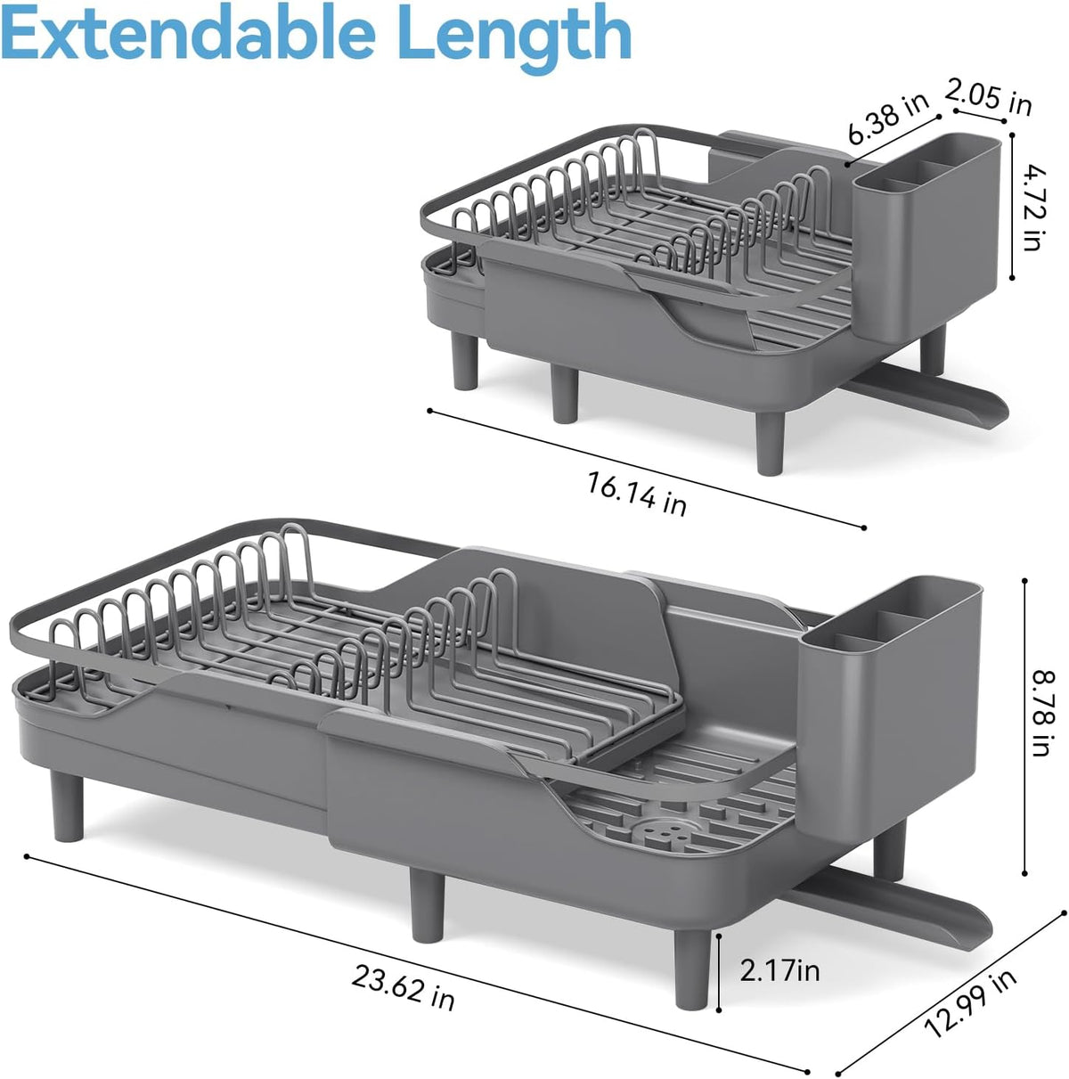 Urackify Escurridor de platos expandible para encimera de cocina pe...