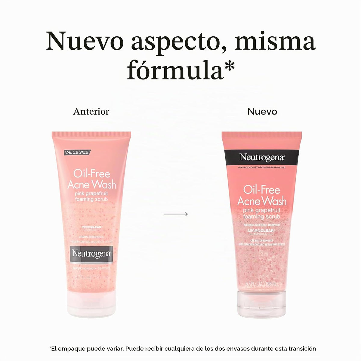 Neutrogena Lavado de cara de acné de pomelo rosa sin aceite con vit...