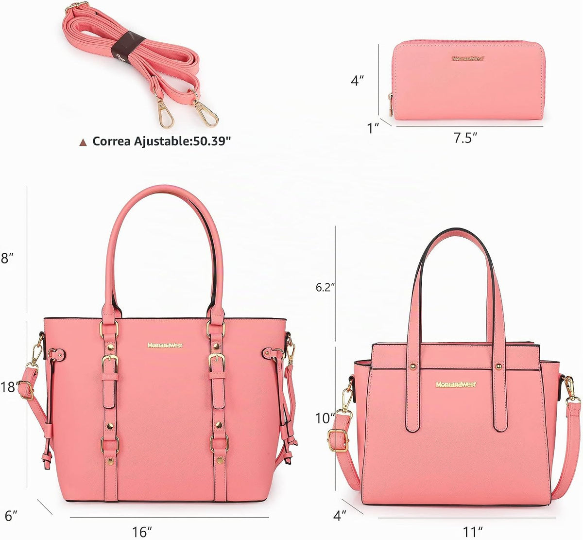 Montana West - Juego de 3 piezas de bolsos para mujer: bolso de man...