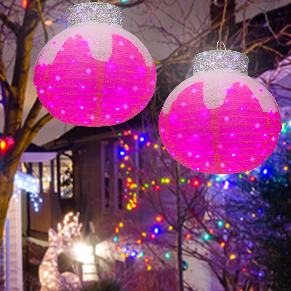 Esferas de Navidad Iluminadas para Decoración al Aire Libre, 2 Unid...