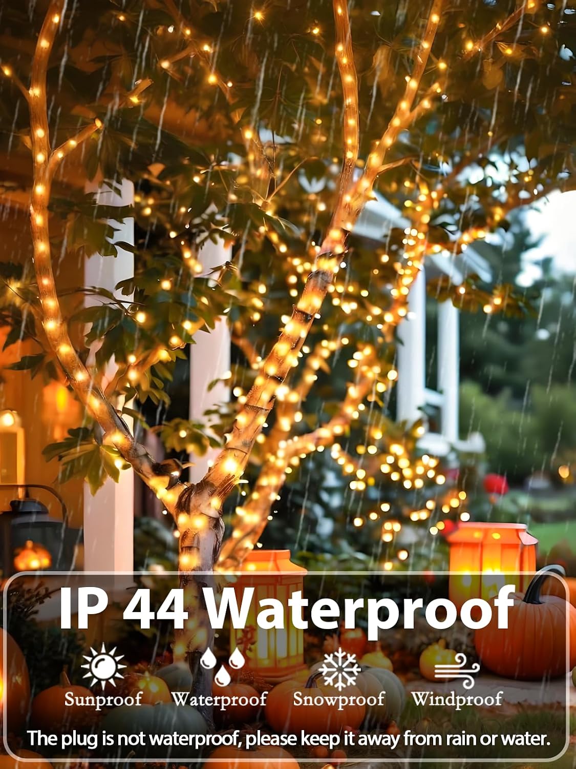 Tira de luces LED de Navidad de 108 pies con 300 luces LED enchufab...