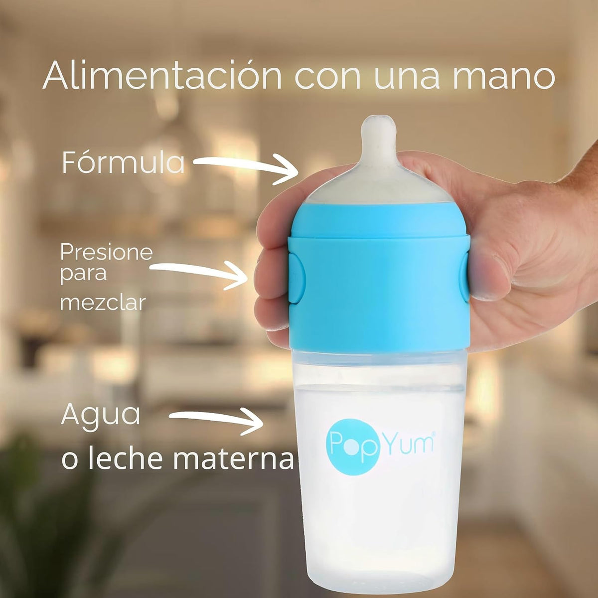 PopYum biberones azules anticólicos de 9 oz para hacer fórmula, paq...