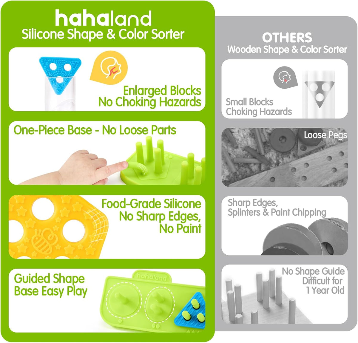 hahaland Juguetes sensoriales para bebés y juguetes apilables de cl...