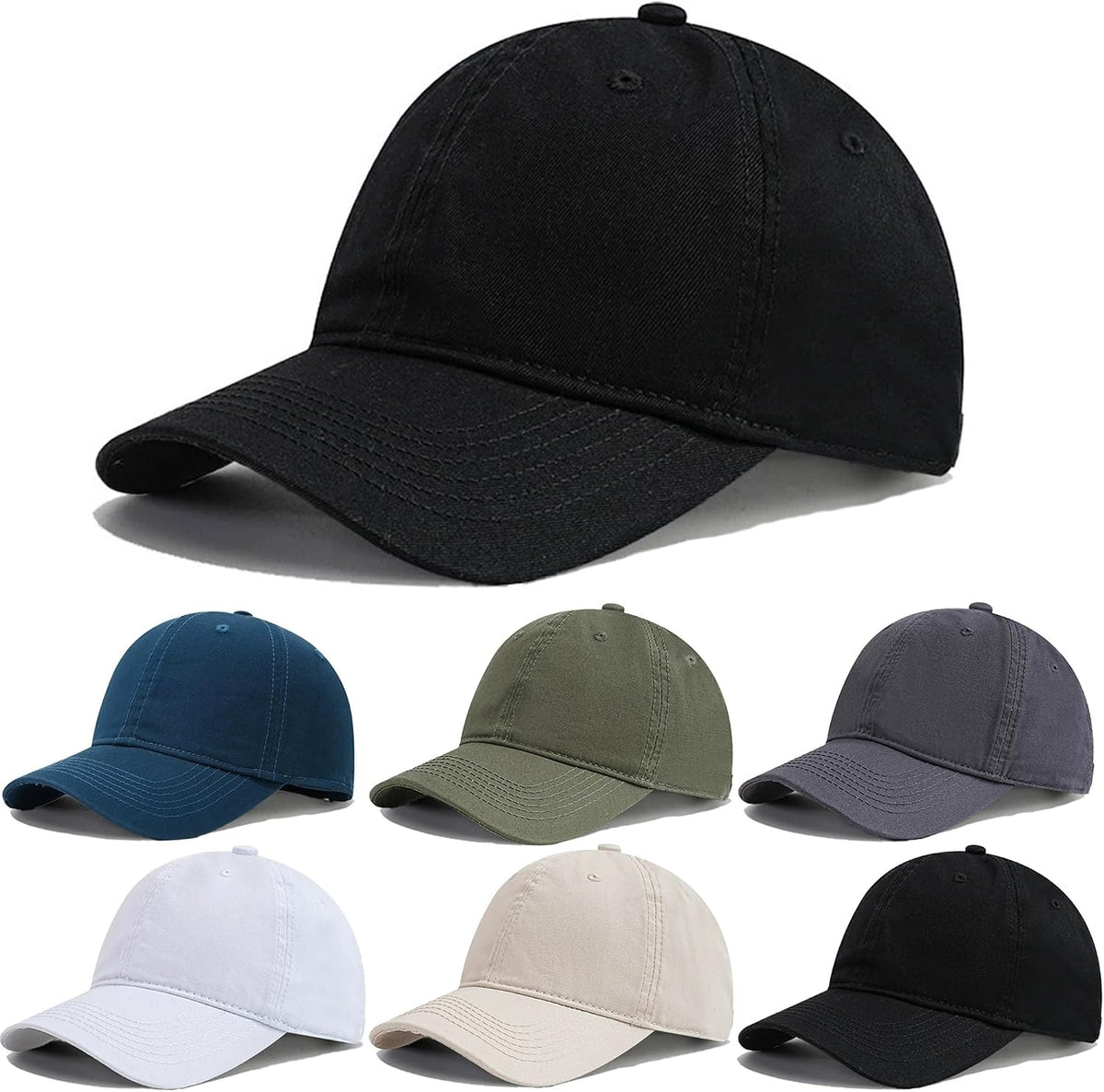 Paquete de 6 gorras de béisbol unisex de algodón lavado vintage, su...