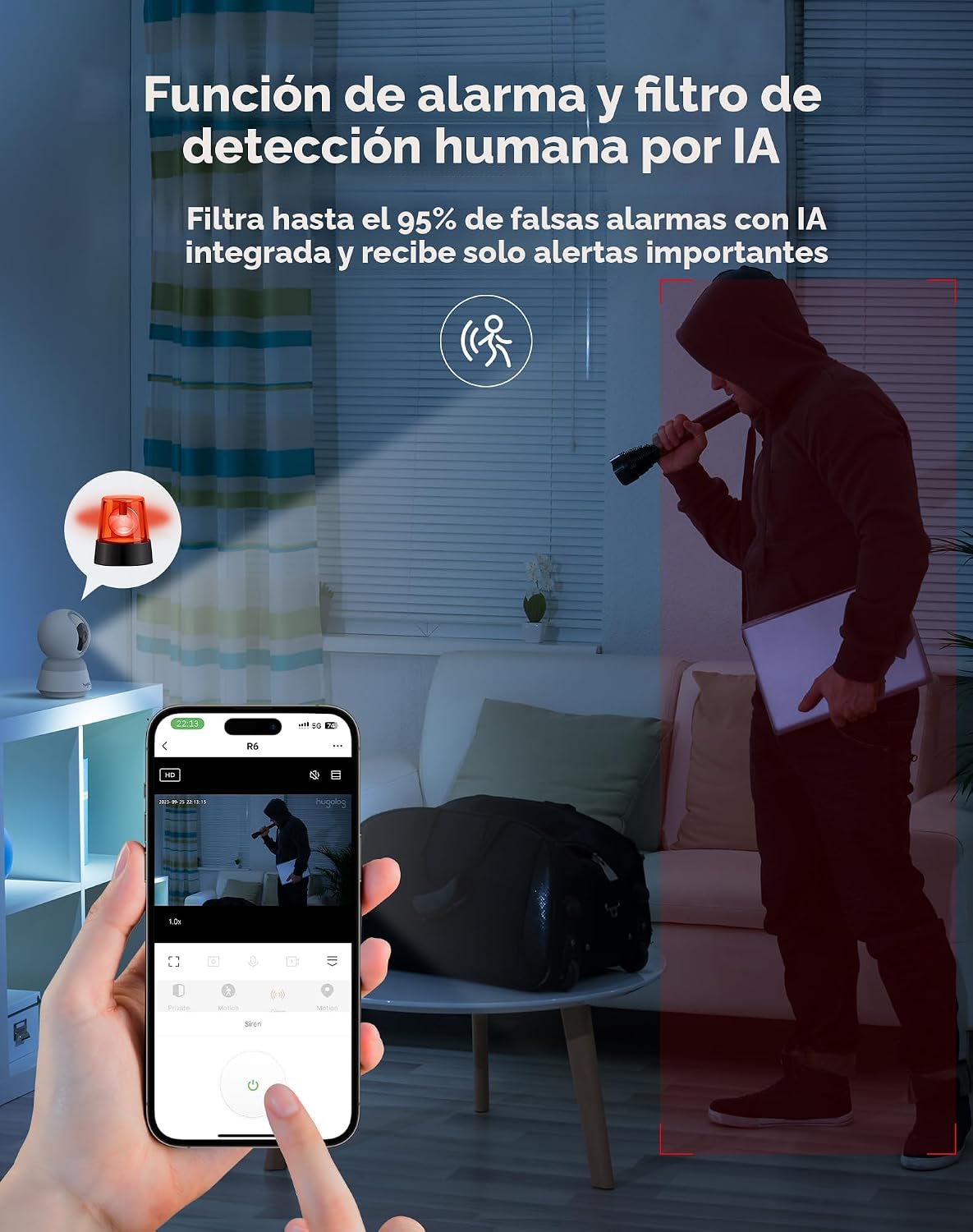 Hugolog Cámara de seguridad interior de 4K 8MP con panorámica\/incl...
