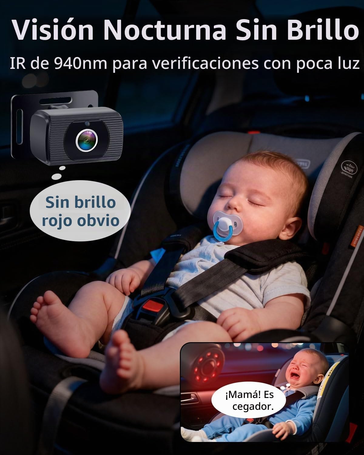 Cámara para coche de bebé para 2 niños para asiento: pantalla ultra...