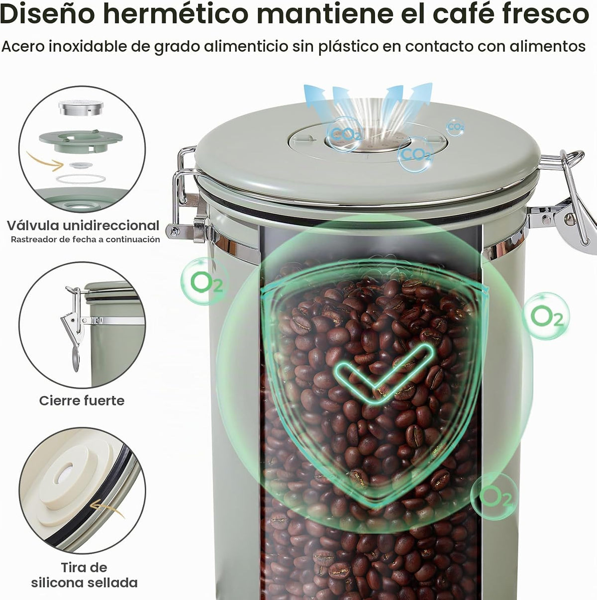 Veken Bote de café, 39 OZ, 2.2 libras, recipiente hermético grande...