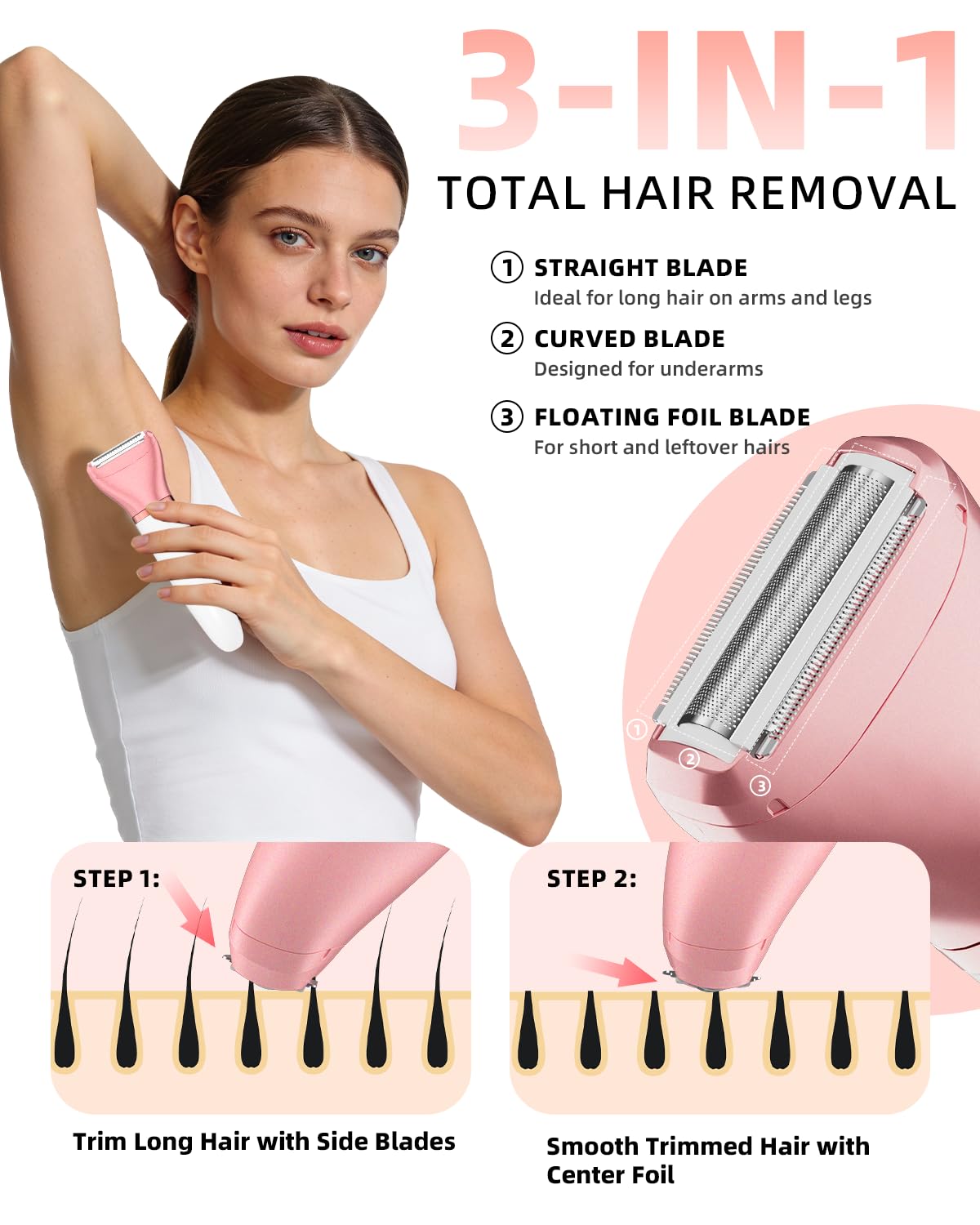Ufree Maquinilla de Afeitar Eléctrica 3 en 1 para Mujer, Regalos pa...