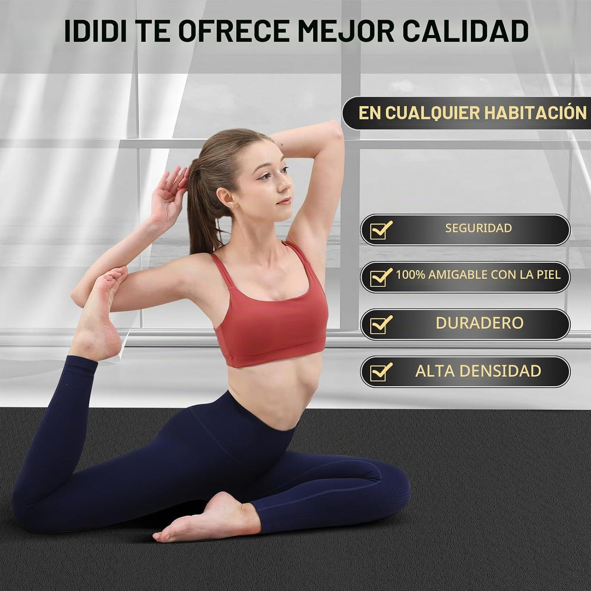 Esterilla grande de yoga de 8 mm (6' x 4') - Extra larga y...