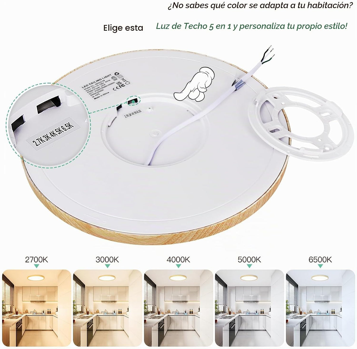 Brightever Lámpara LED de techo empotrada de 12 pulgadas, regulable...