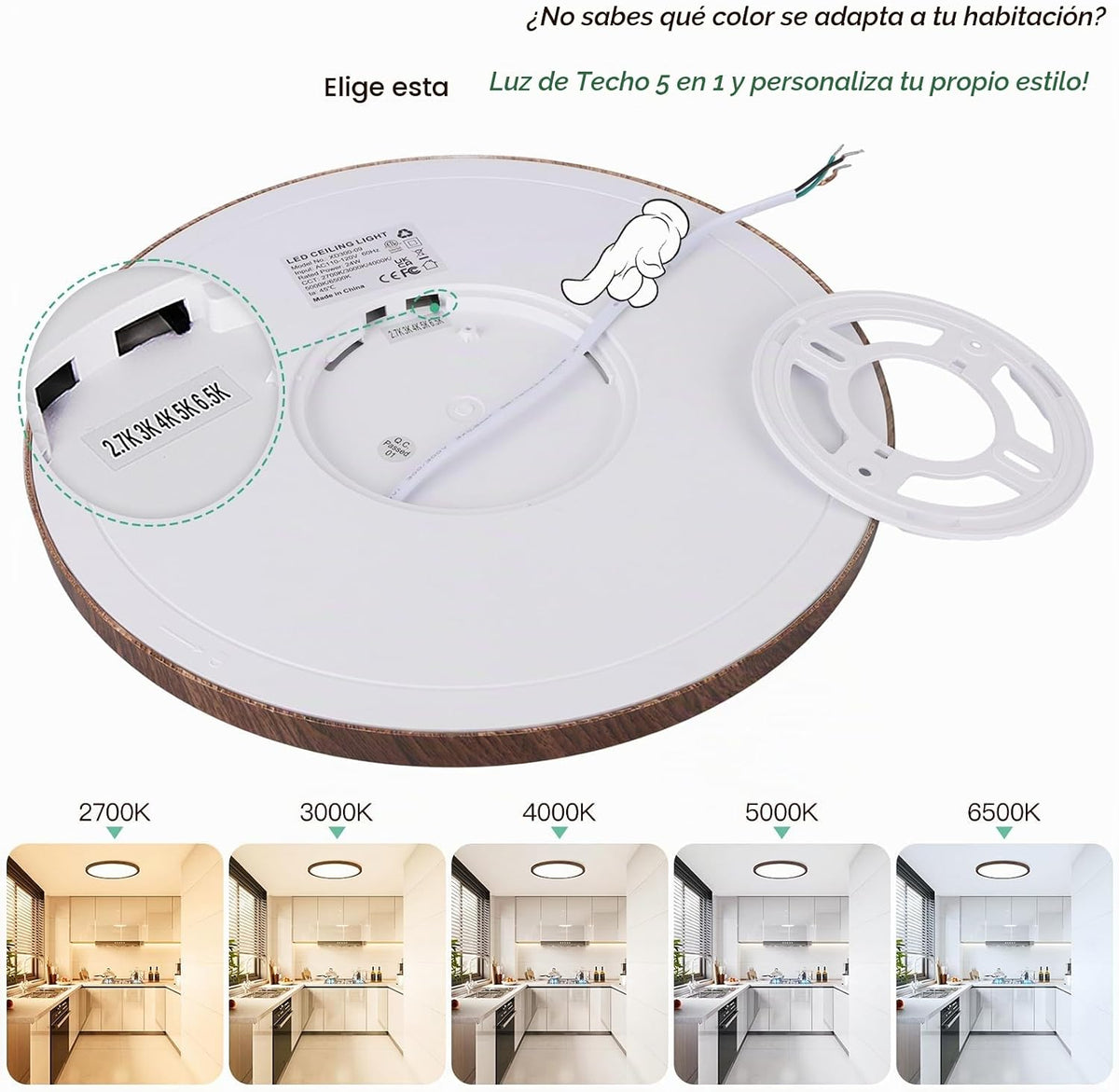Brightever Lámpara LED de techo empotrada de 12 pulgadas, regulable...