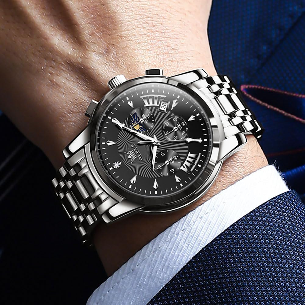 OLEVS Relojes para hombre Relojes de cronógrafo de fácil lectura lu...
