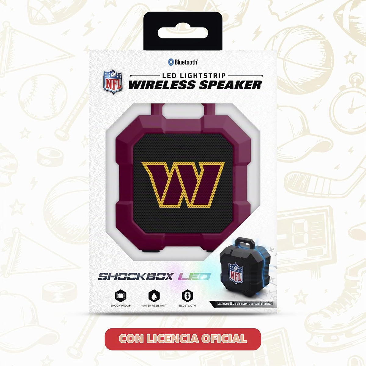SOAR NFL Shockbox - Altavoz Bluetooth inalámbrico LED, resistente a...