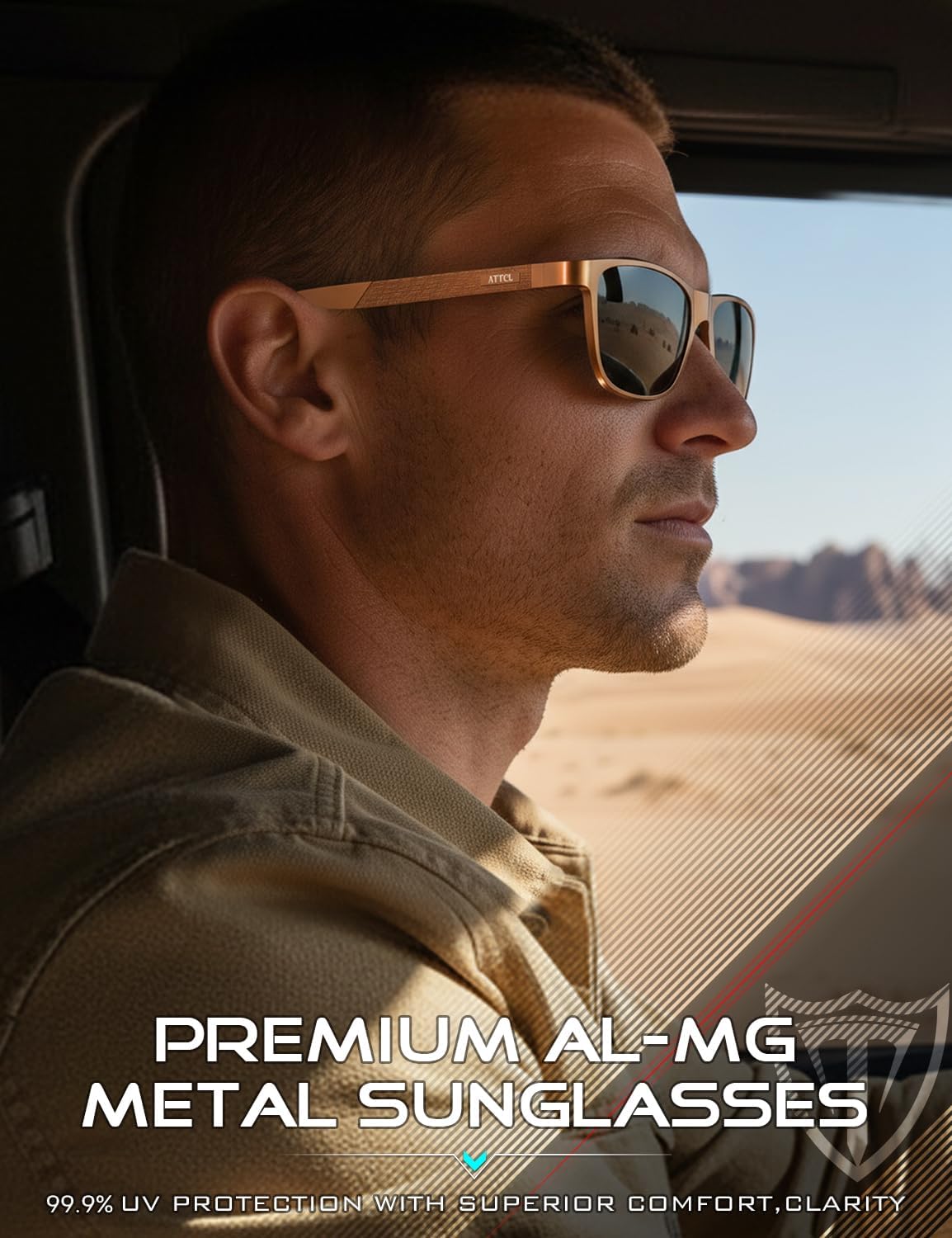 ATTCL Gafas de sol polarizadas para hombre Al-Mg Metal ultraligeras...