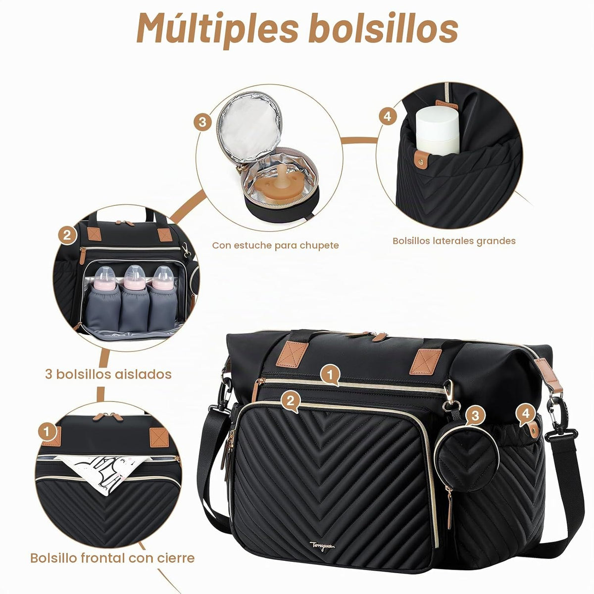 Tonyeee Bolsa de pañales, bolso grande del hospital del bebé para l...