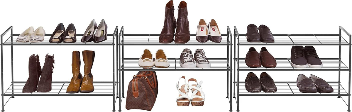 Simple Houseware Zapatero apilable de 3 niveles con rejilla, color...