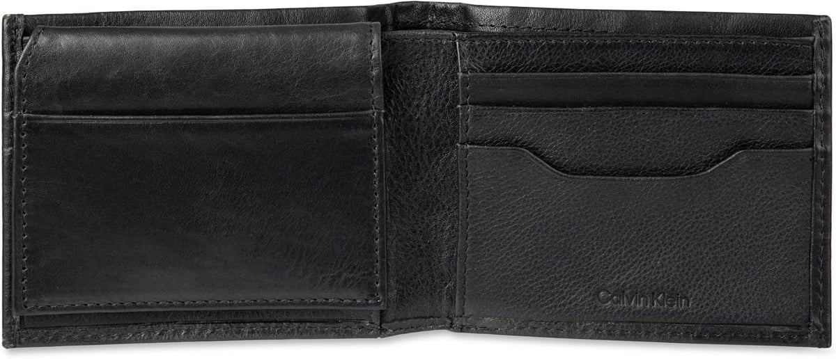 Calvin Klein Billetera plegable minimalista de cuero RFID para homb...