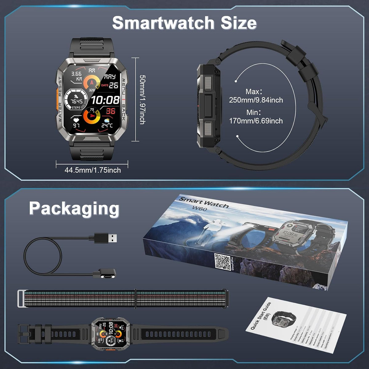 Reloj inteligente militar para hombre (respuesta\/hacer llamadas),...