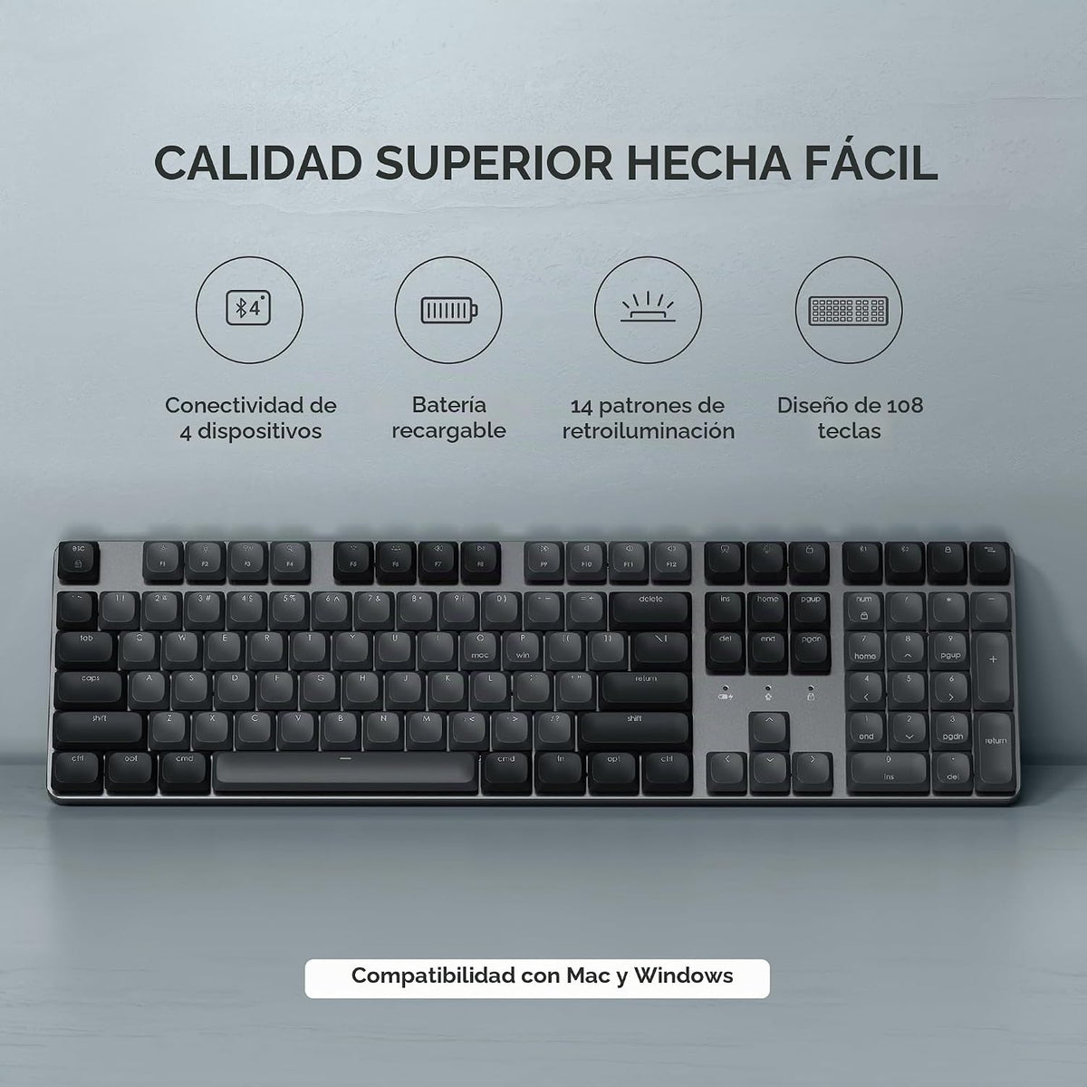 Satechi SM3 - Teclado mecánico para Mac y Windows, 108 teclas de ta...