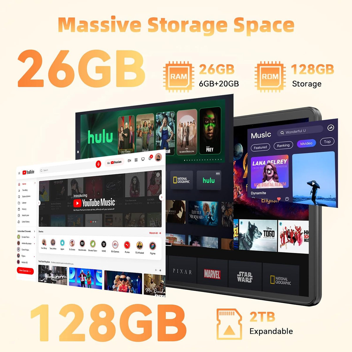 COTGOD Tablet 10 pulgadas, Android 16 Tablet, 26GB RAM 128GB ROM 2T...
