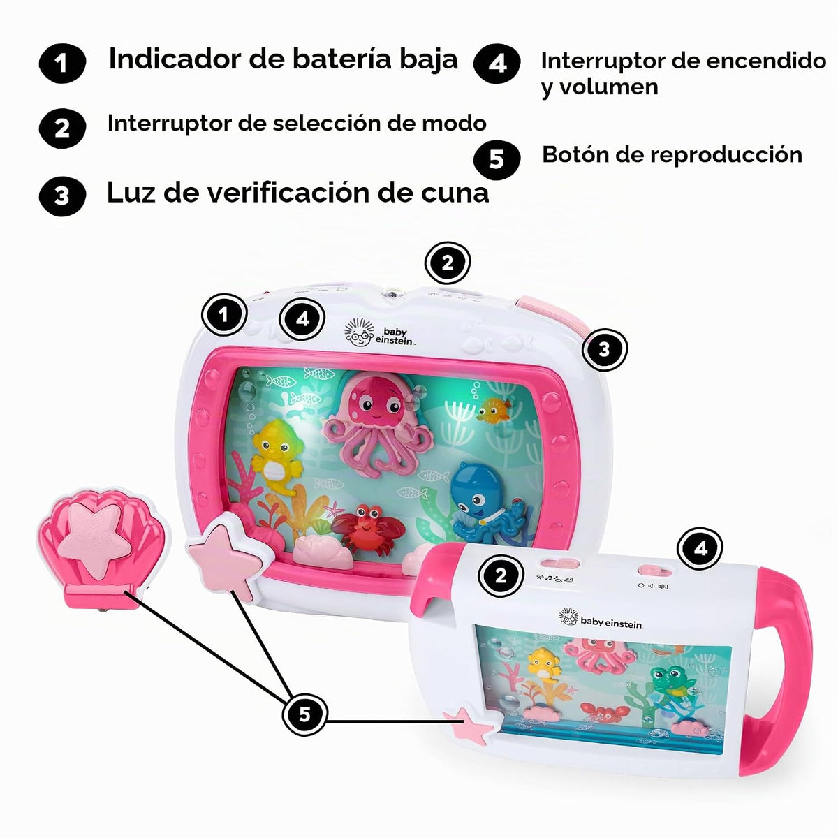Baby Einstein Juego de regalo 2 en 1 Sea Dreams Soother, máquina de...