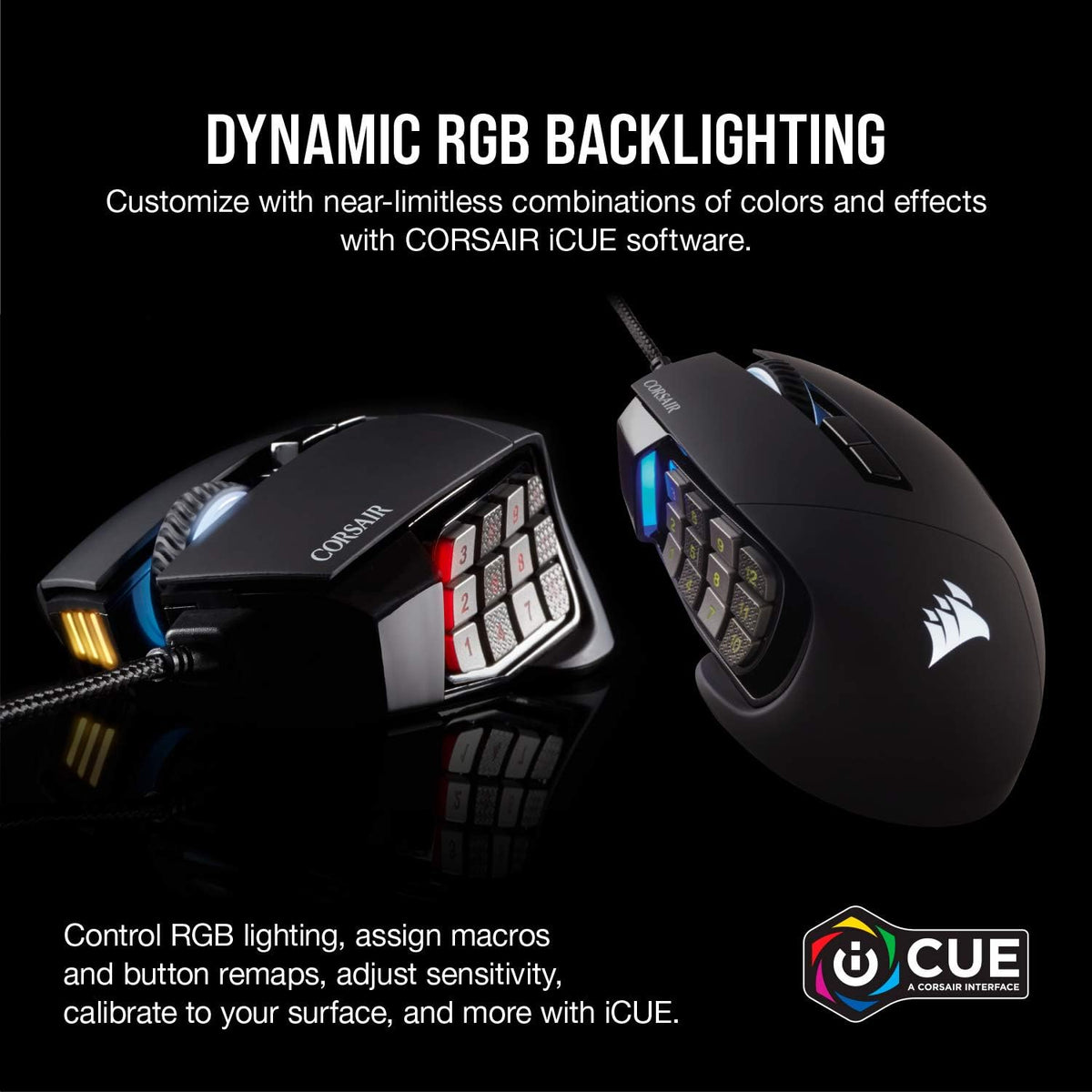 Corsair Scimitar RGB Elite Ratón Gaming MMO MOBA PC con Cable - Neg...